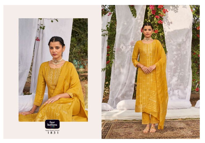 Four Buttons Nazakat 2 New Designer Ethnic Wear Kurti Pant And Dupatta Readymade Collection